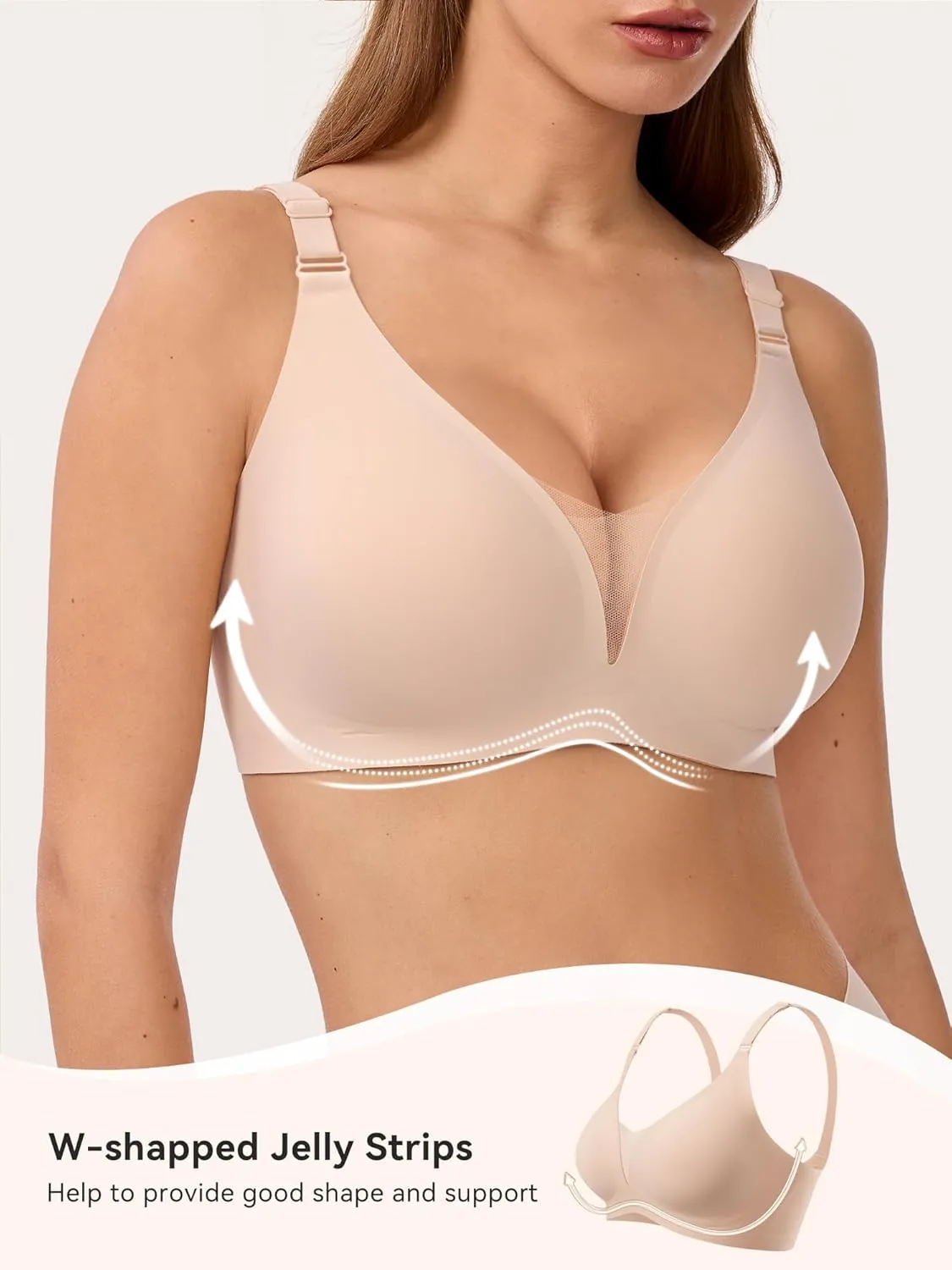 LUCKMEEY Mesh Bras for Women No Underwire Wireless Bras Seamless Push Up Full Coverage Bras Comfortable Bra Everyday Bra
