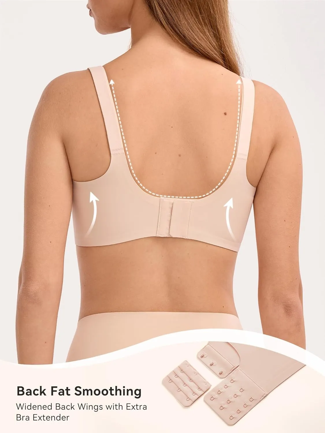 LUCKMEEY Mesh Bras for Women No Underwire Wireless Bras Seamless Push Up Full Coverage Bras Comfortable Bra Everyday Bra