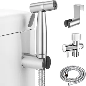 LUFEIDRA Handheld Bidet Sprayer for Toilet-Adjustable Water Pressure Jet Spray with Bidet Hose for Feminine Wash, New Premium Stainless Steel Muslim Shower Toilet Bidet Cloth Diaper Sprayer Set