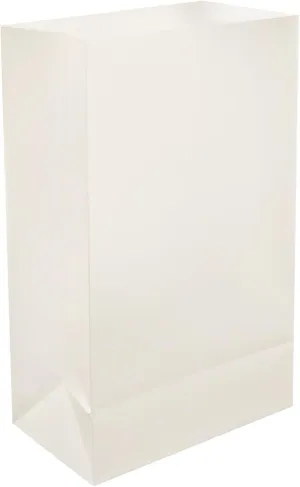 LumaBase Plastic Luminaria Bags, White - Set of 100