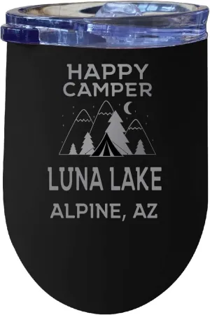 Luna Lake Alpine, Az Souvenir 12 oz Black Laser Etched Insulated Wine Stainless Steel Tumbler