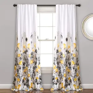 LUSH DÉCOR, 95” x 52”, Yellow and Gray Lush Decor Zuri Flora Curtains Light Filtering Window Panel Set for Living, Dining, Bedroom (Pair)