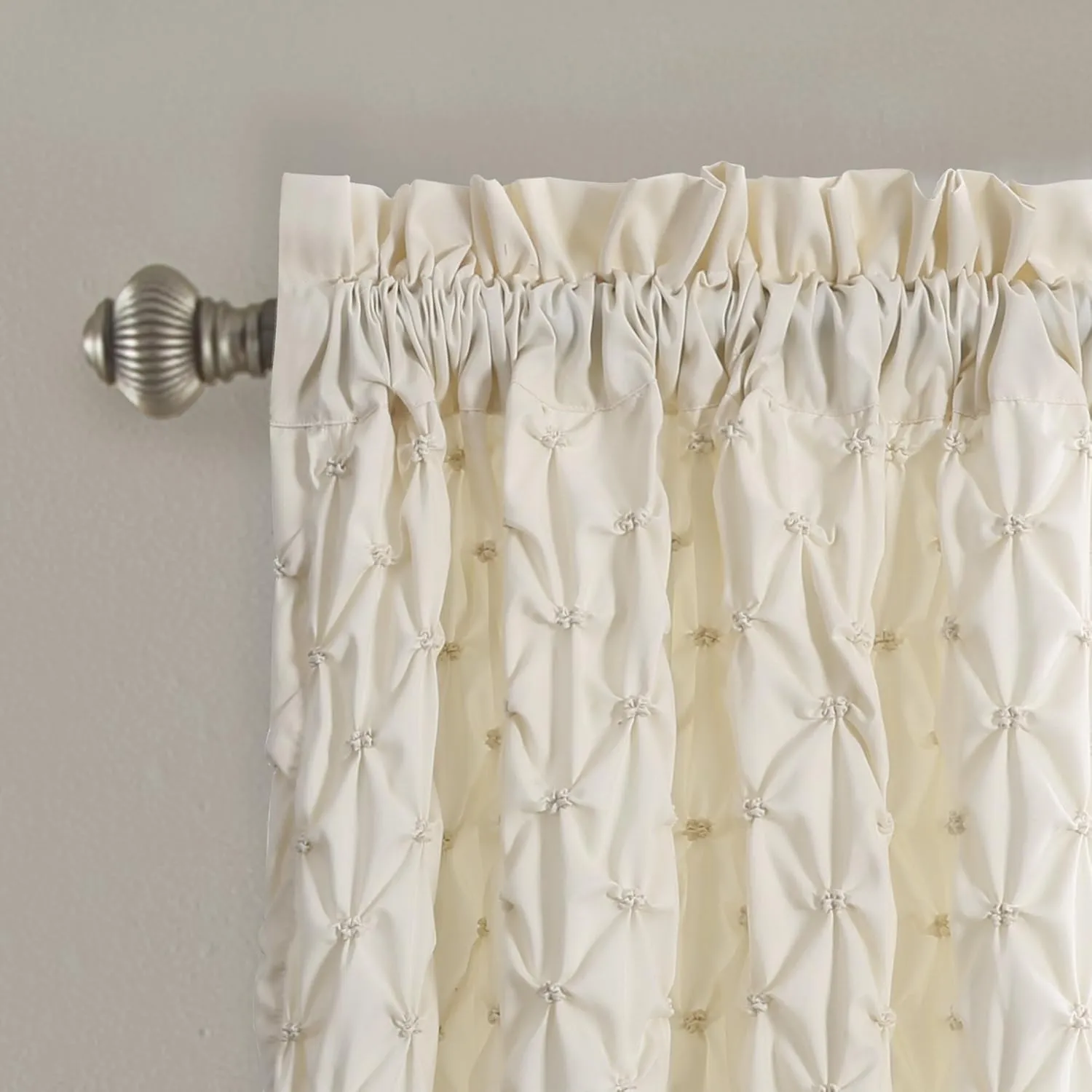 Lush Decor Bayview Curtains - Pintuck Textured Semi Sheer Window Panel Drapes Set for Living, Dining, Bedroom (Pair), 84" x 52", Ivory (16T001430)