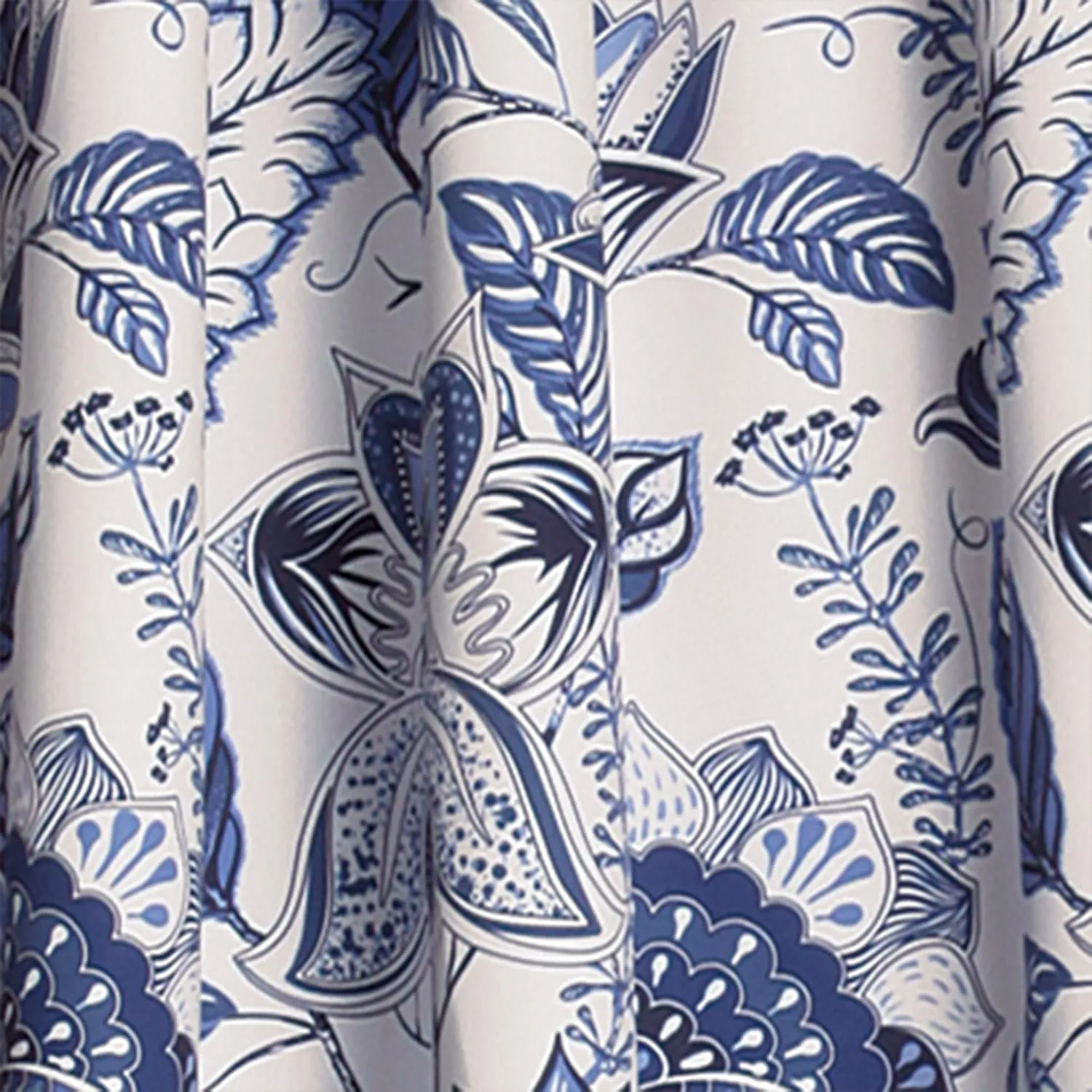 Lush Decor, Blue Cynthia Jacobean Darkening Window Curtains Set for Living, Dining Room, Bedroom, 108" L Panel Pair