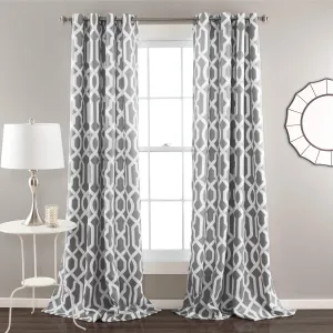 Lush Decor Edward Trellis Curtains Light Filtering Window Panel Set for Living, Dining, Bedroom (Pair), Gray, 52"W x 108"L