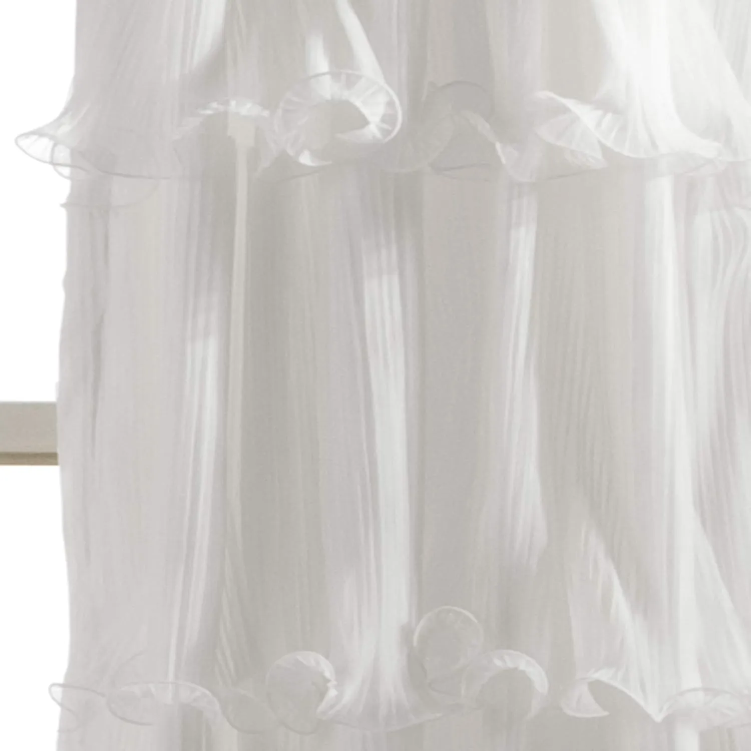 Lush Decor Nerina Curtain Sheer Ruffled Textured Window Panel for Living, Dining Room, Bedroom (Single), 84 by 54-Inch, White