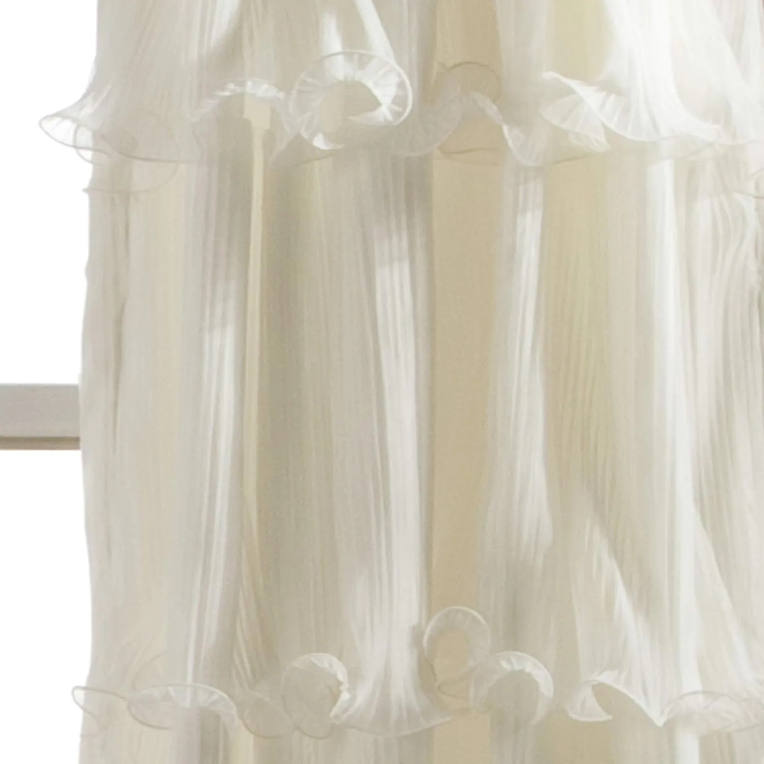 Lush Decor Nerina Curtain Sheer Ruffled Textured Window Panel for Living, Dining Room, Bedroom (Single), 84” x 54”, Ivory