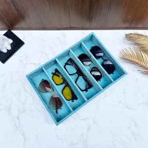 Luxury Velvet Drawer Organizer SUNGLASS GOGGLES Tray and Jewelry Storage Display for Malas, Watches, bracelets and sunglasses, goggles, shades (Sea Green, 30*20*5 cm)