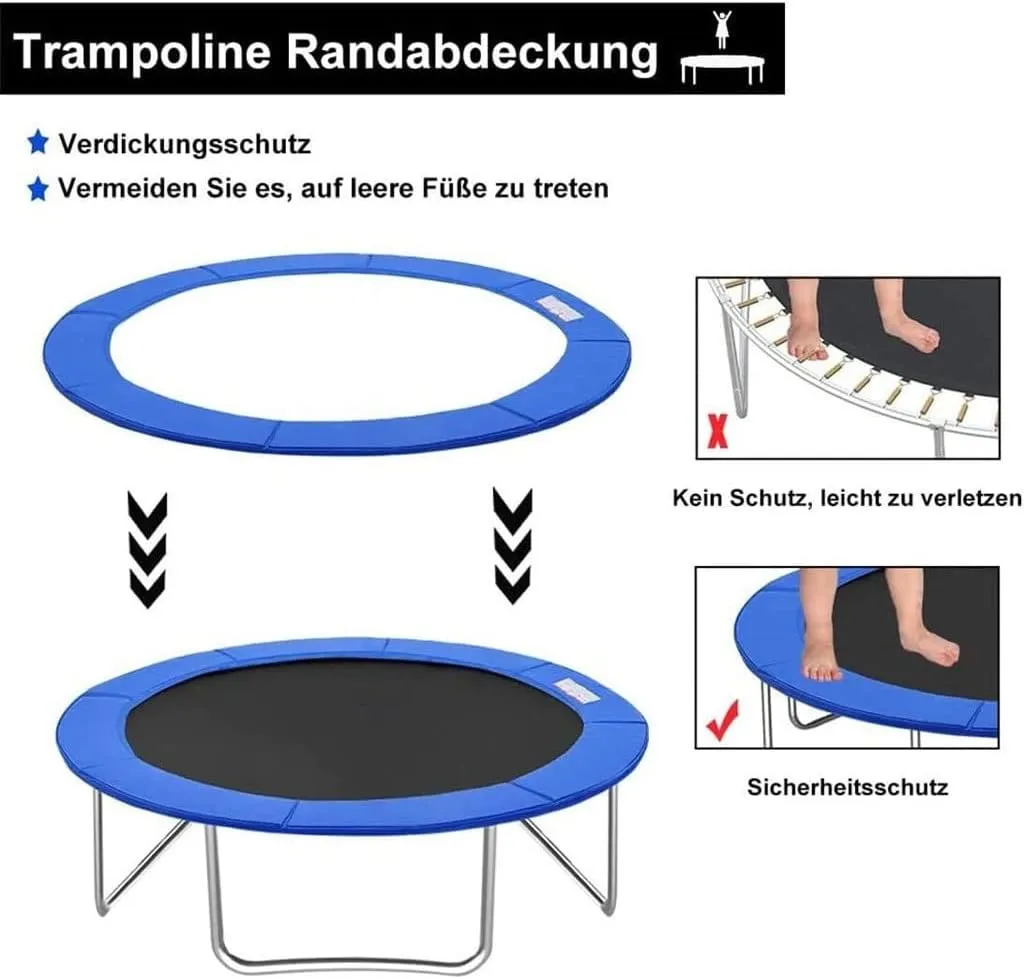 LXUKYG WAQAQM 5ft 6ft 8ft 10ft 12ft 13ft 14ft 15ft 16ft Trampoline Safety Pad UV-Resistant Tear-Resistant Edge Protection, 6FT 1.83M for Round Trampoline Accessories