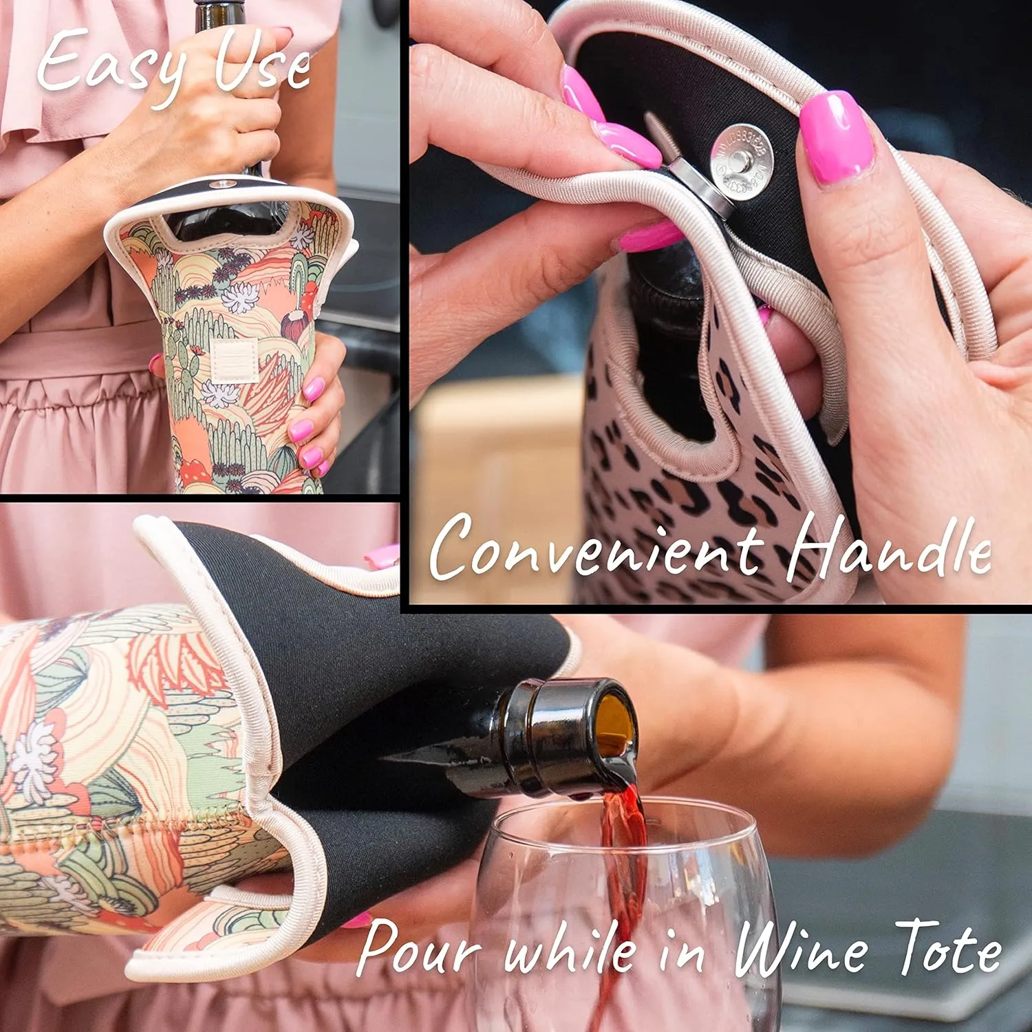 Made Easy Kit Insulated Wine Tote - Neoprene Wine Carrier Bag with Magnetic Handle Clasp - Wine Bottle Protective Travel Bag - Perfect for Gifting Travel or Gift Bag - Set of 3 (Landscapes)