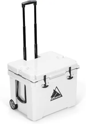 MADOG Cooler with Wheels, Leak-Proof Rolling Hard Cooler for 5-7 Days Ice Retention, LLDPE Wheeled Coolers, Adjustable Length Handle, for Fishing, Camping, Boating and Traveling