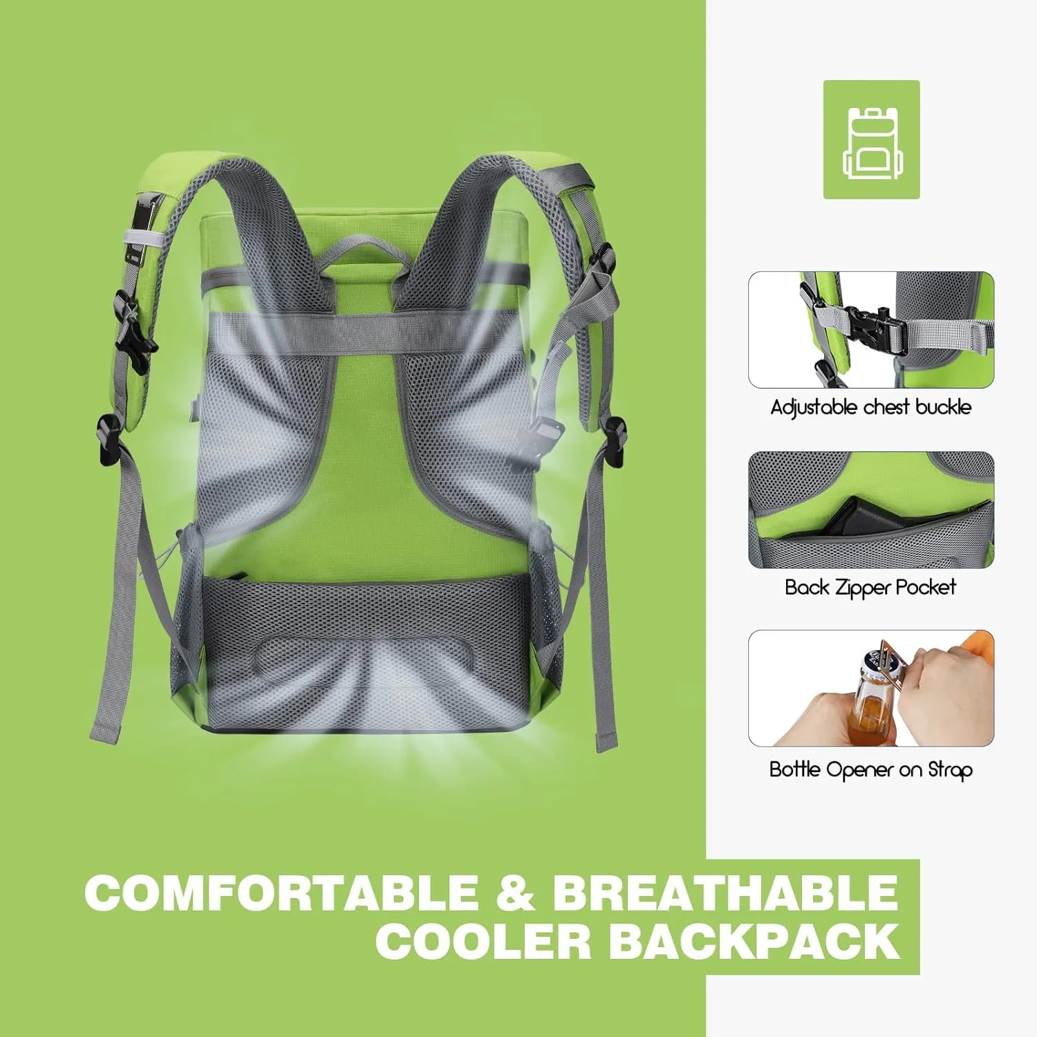 Maelstrom Cooler Backpack - 35/50 Can Insulated Soft Cooler Lunch Bag for Camping, Beach, Hiking & Shopping