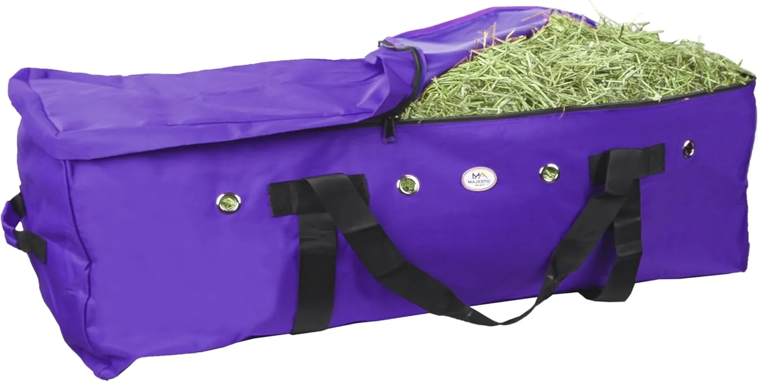 Majestic Ally 1200 D Nylon Fabric Large 44” x 20” x 16” and Extra Large 52" x 27" x21" Heavy-Duty Hay Bale Storage Bag (Purple, Large)