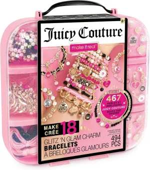 Make It Real Juicy Couture: Glitz ‘N Glam Charm Bracelets - 494pc DIY Kit, Design & Create 18 Cord & Ribbon Bracelets, Bead Jewelry, Storage Case, Girls & Kids 8 