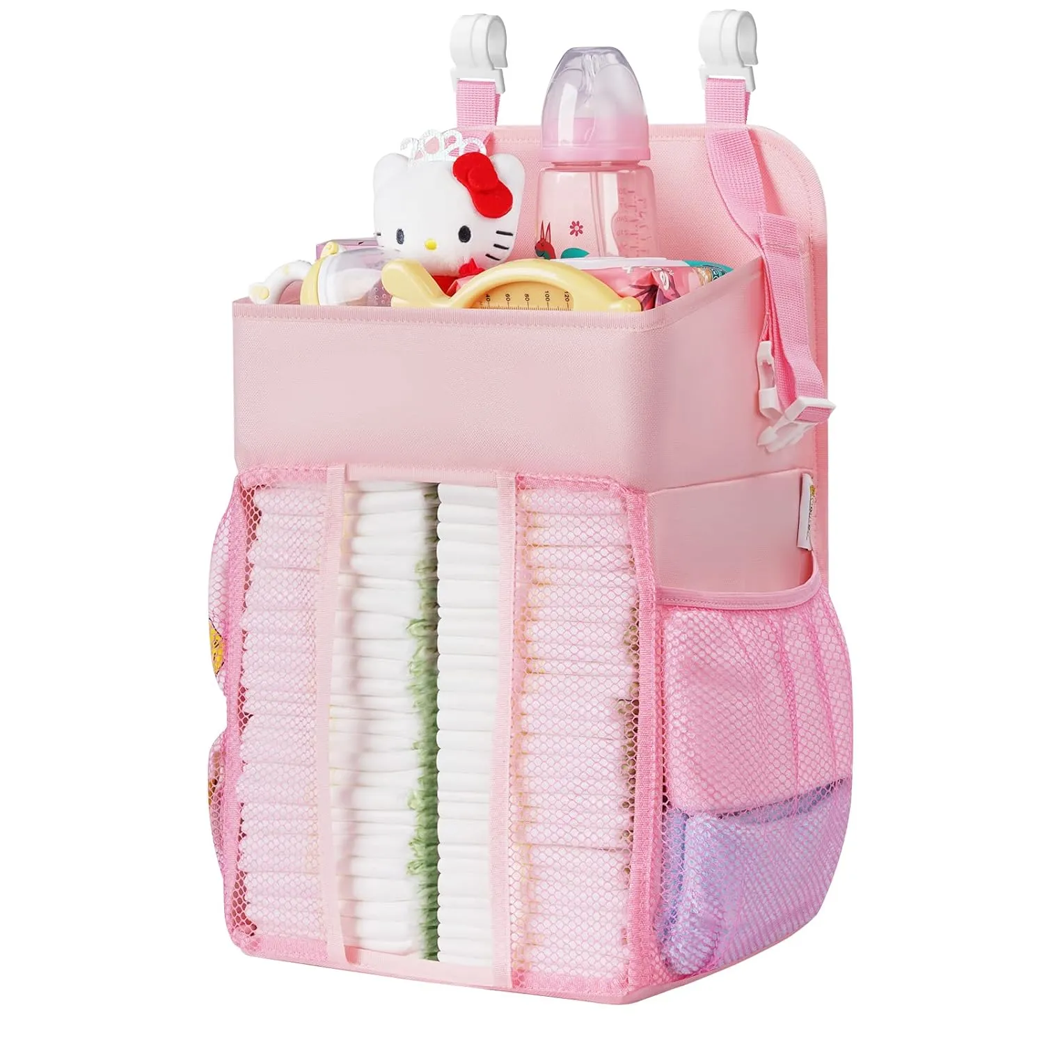 Maliton Hanging Diaper Caddy Nursery Caddy Organizer for Playard, Wall or Crib, Diaper Stacker with Baby Essentials Storage