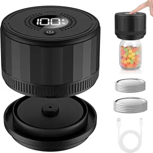 Mason Jar Vacuum Sealer - Electric Mason Jar Vacuum Sealer Kit for Wide & Regular Mouth Canning Jars, with Lids & Food Storage Labels, Essential for Canned Pantry Storage