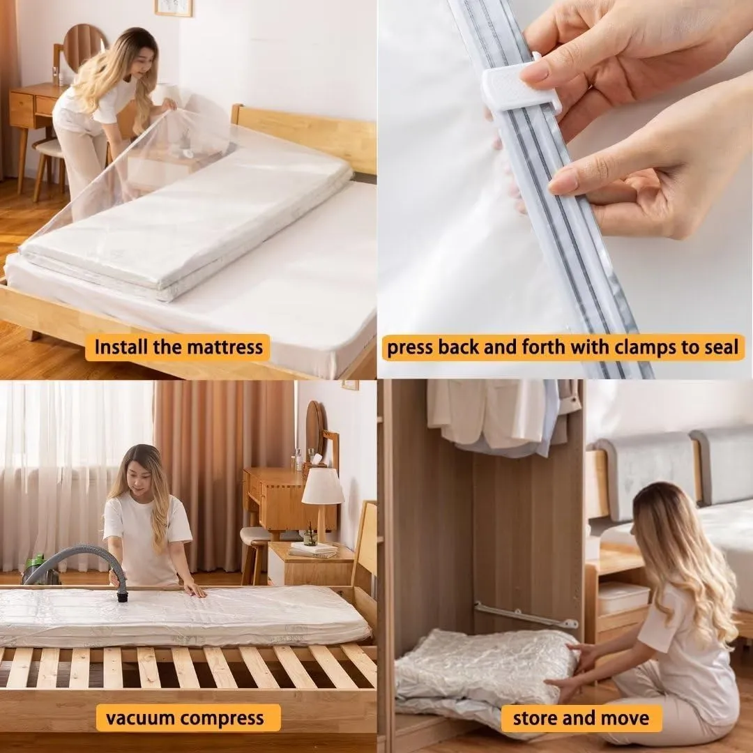 Mattress Vacuum Bag 94.5x47.2 in Space Saver Vacuum Storage Bags Oversized Vacuum Bags Twin Mattress Vacuum Bag King Mattress Bag Vacuum Sealer Bag for Memory Foam Mattress Moving Shipping Storage