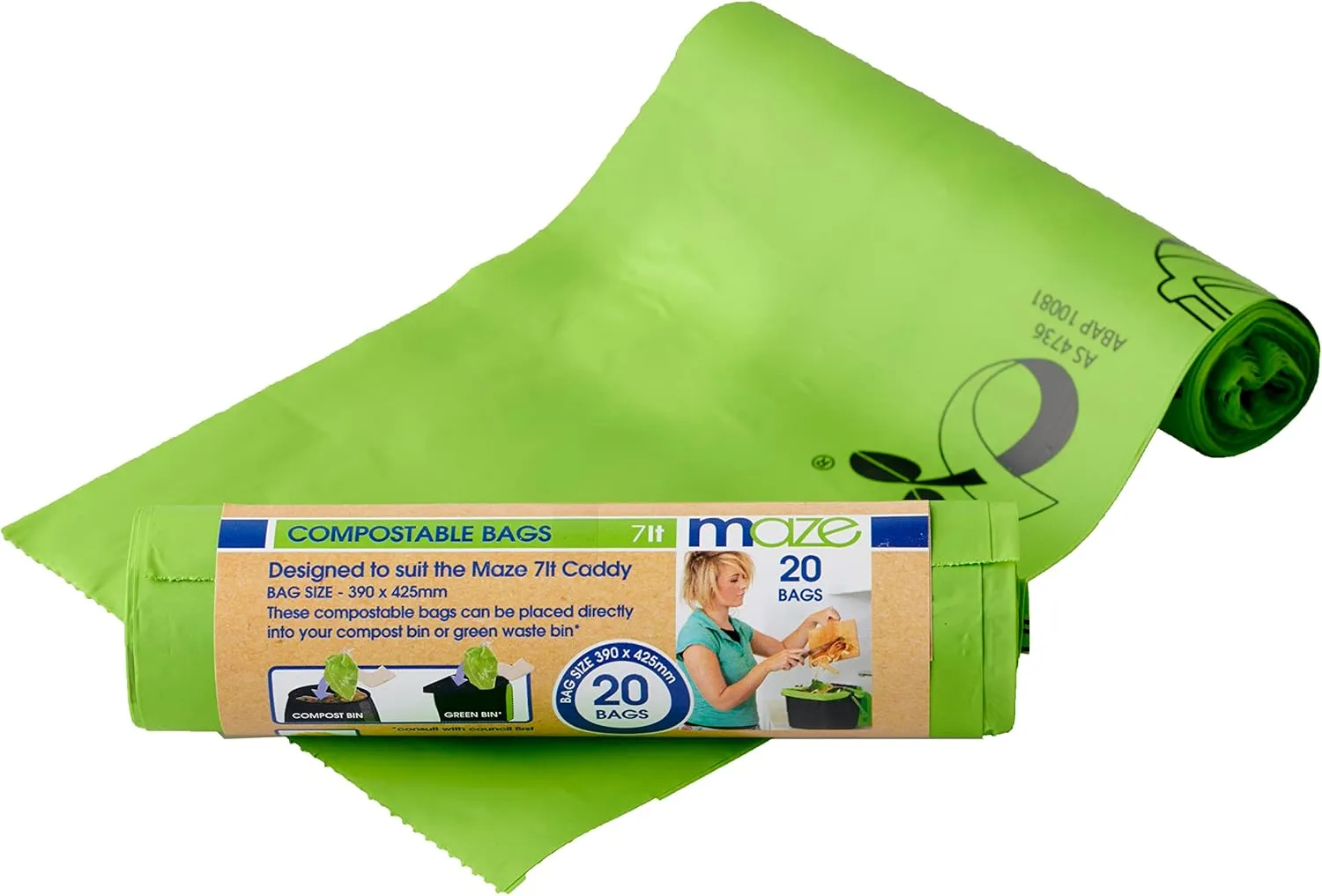 MAZE 1.85 Gallon Corn Bags for MAZE 7 Liter Kitchen Caddie- 400 Bags