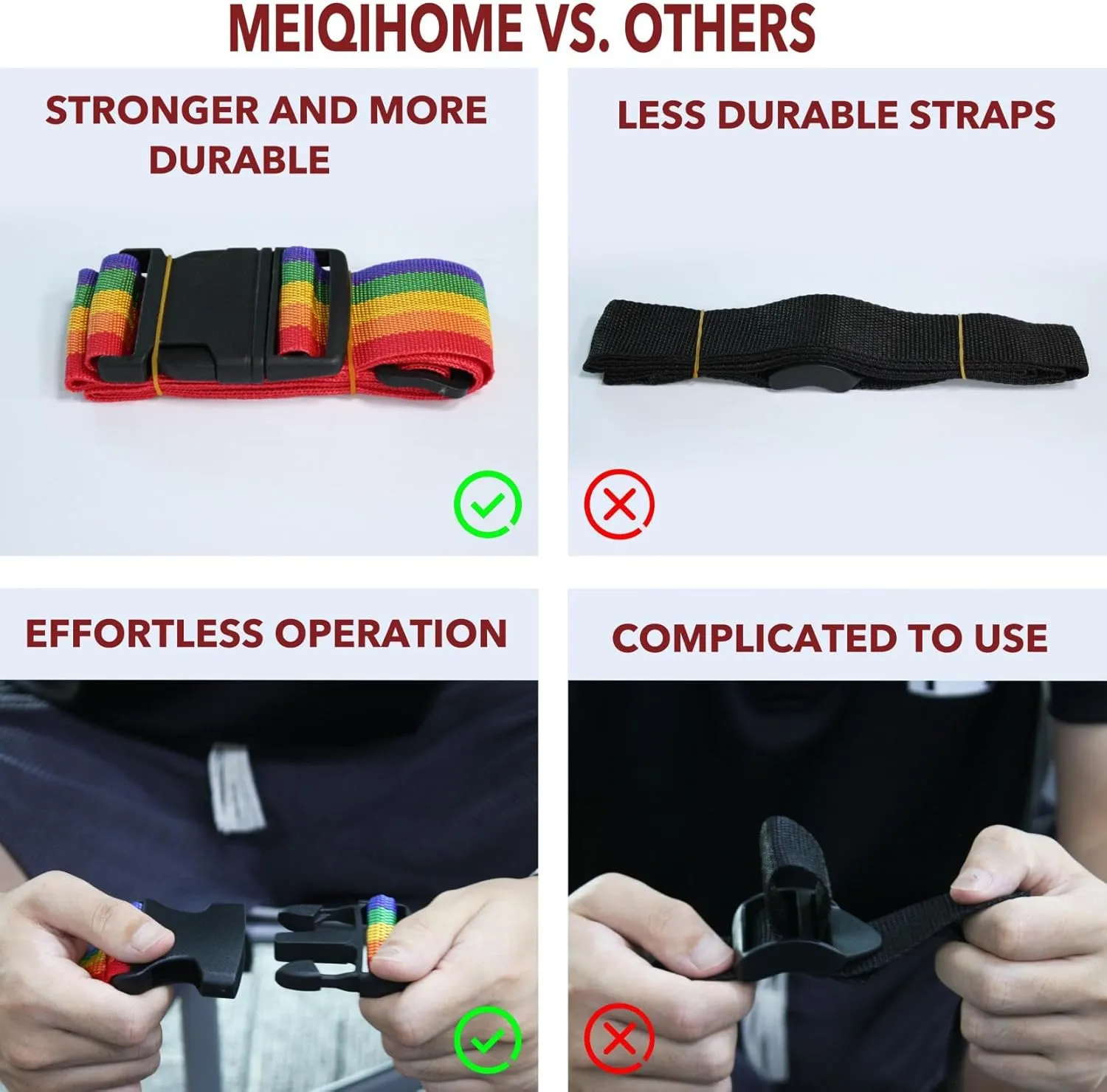 MEIQIHOME King/Cal-King Mattress Vacuum Bag, PA PE Material, Heavy Duty, 94.5" x 98.4", 80% Compression, Double-Zip Seal, 5 Straps, Ideal for Moving & Storage