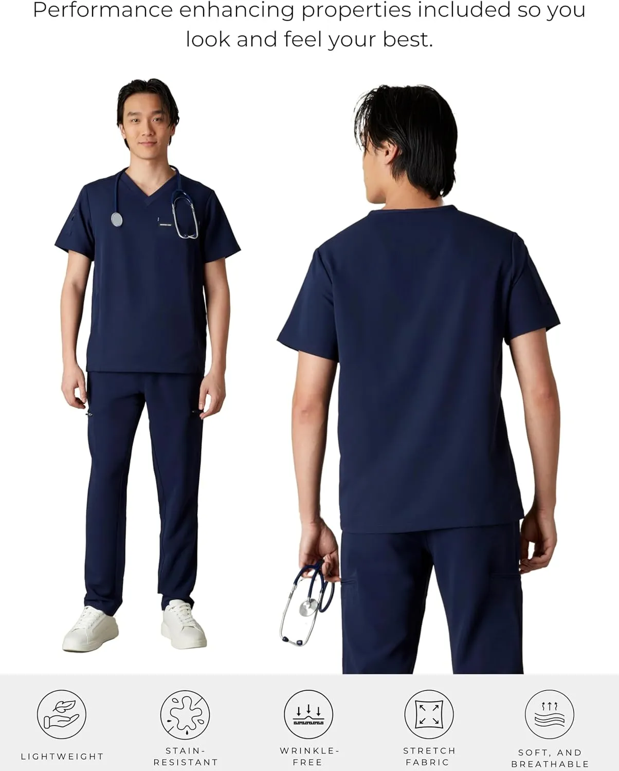 Members Only Manchester V-Neck Scrub Top with Pockets | Medical Scrubs for Men |Hospital Uniform | Comfortable Stretch Fabric