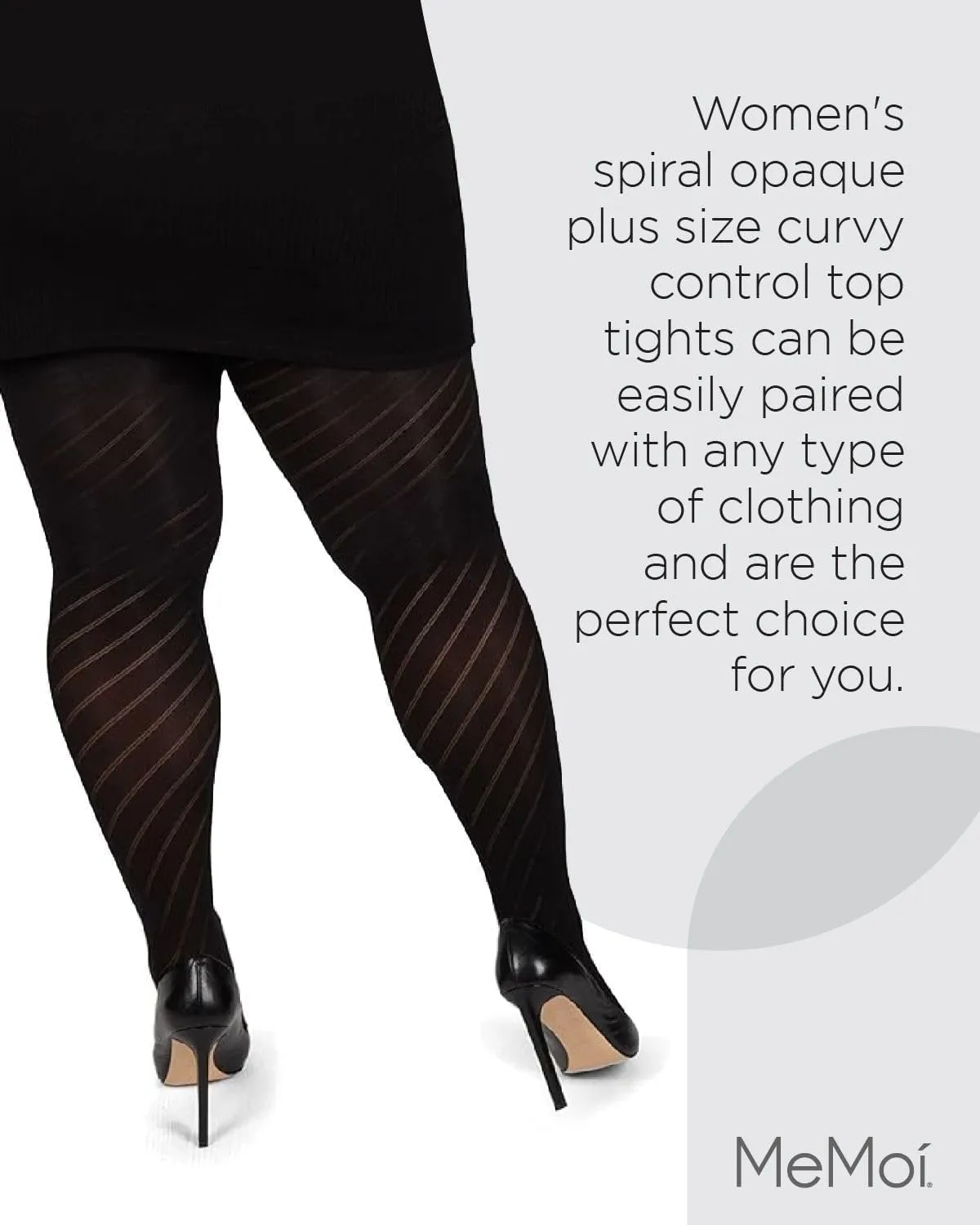 MeMoi Plus Size Curvy Spiral Tights for Women, Comfortable and Lightweight Tummy Control Top Tights - Sizes 1x-7x