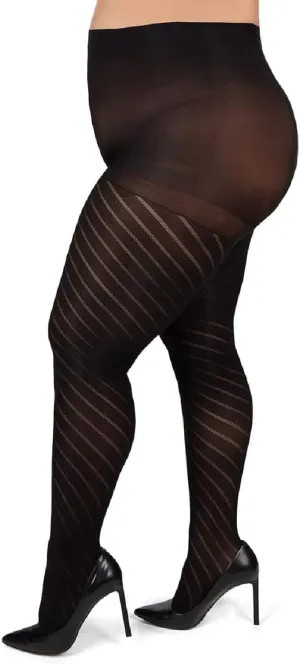 MeMoi Plus Size Curvy Spiral Tights for Women, Comfortable and Lightweight Tummy Control Top Tights - Sizes 1x-7x