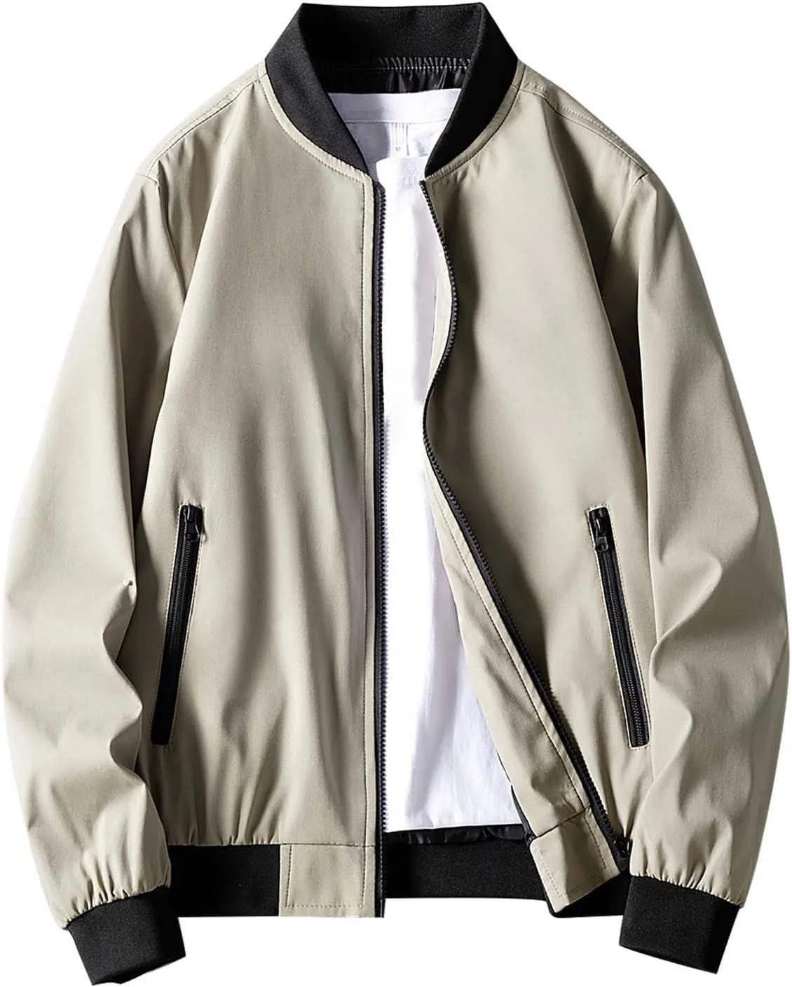 Men's Lightweight Bomber Jacket Men's Handsome Pilot Zip Fx Standing Jacket Outdoor Fashion Coat for Men Men's