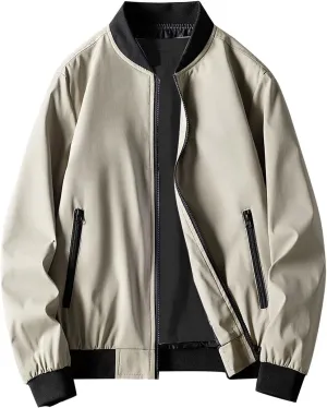 Men's Lightweight Bomber Jacket Men's Handsome Pilot Zip Fx Standing Jacket Outdoor Fashion Coat for Men Men's