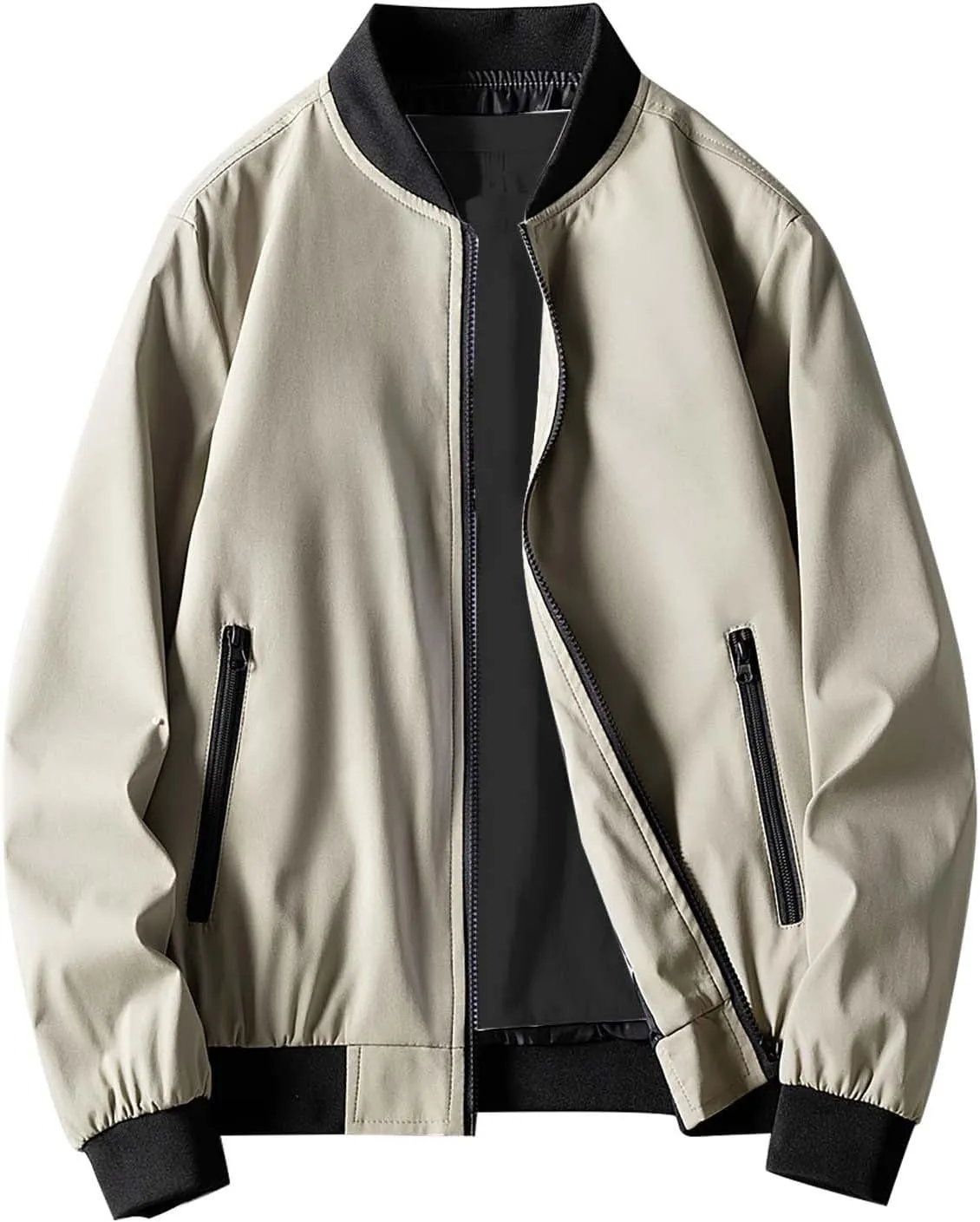 Men's Lightweight Bomber Jacket Men's Handsome Pilot Zip Fx Standing Jacket Outdoor Fashion Coat for Men Men's
