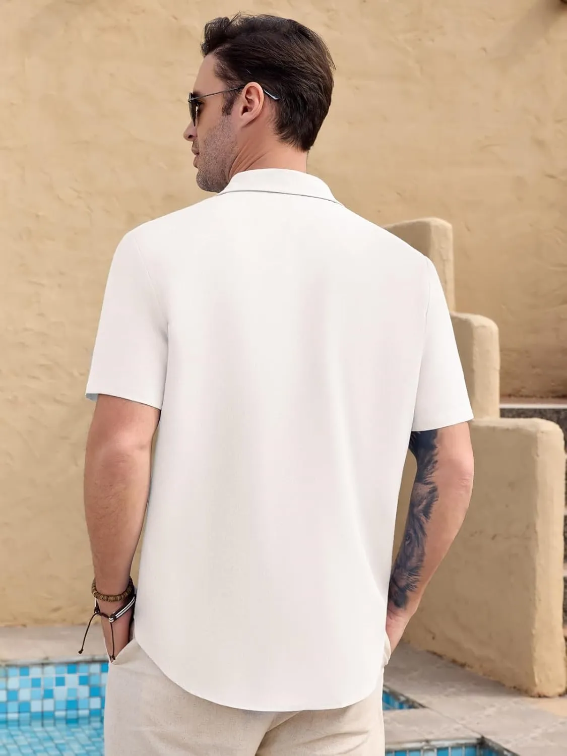 Mens Short Sleeve Button Down Shirts Casual Summer Beach Vacation Hawaiian Shirts with Pocket