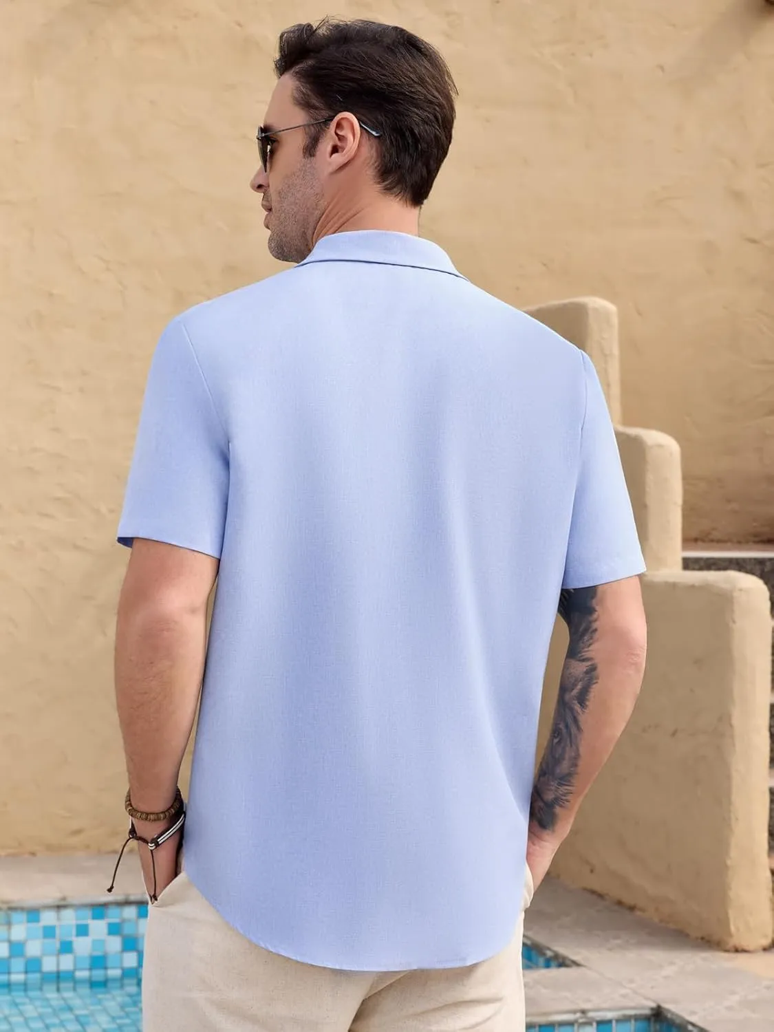 Mens Short Sleeve Button Down Shirts Casual Summer Beach Vacation Hawaiian Shirts with Pocket