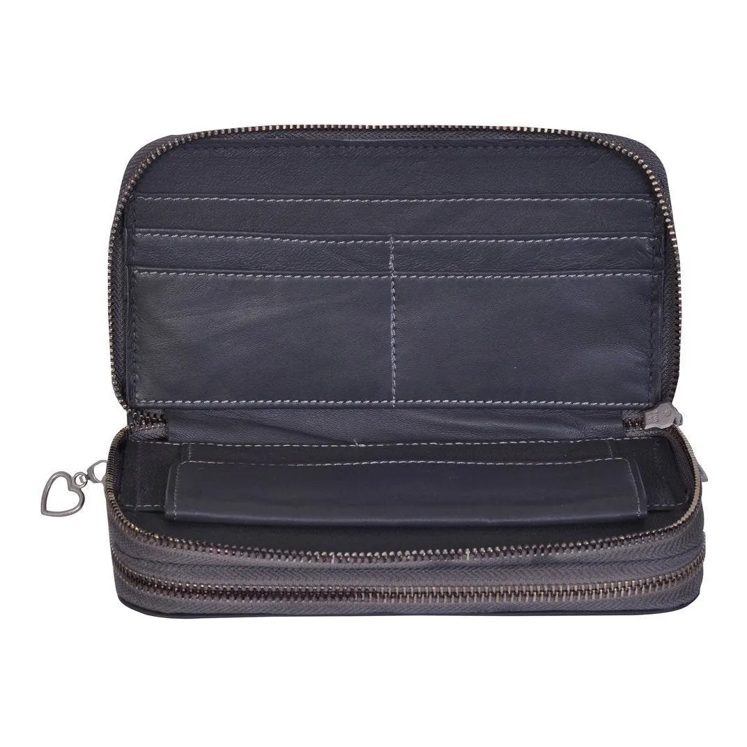 Men's Smart Grey Leather Wallet Purse