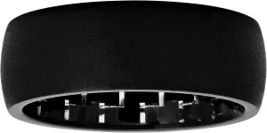 Men’s Wedding Band Tantalum Carbide 8mm Black Satin Finish with Carbon Fiber Patterned Inlay Interior Ring