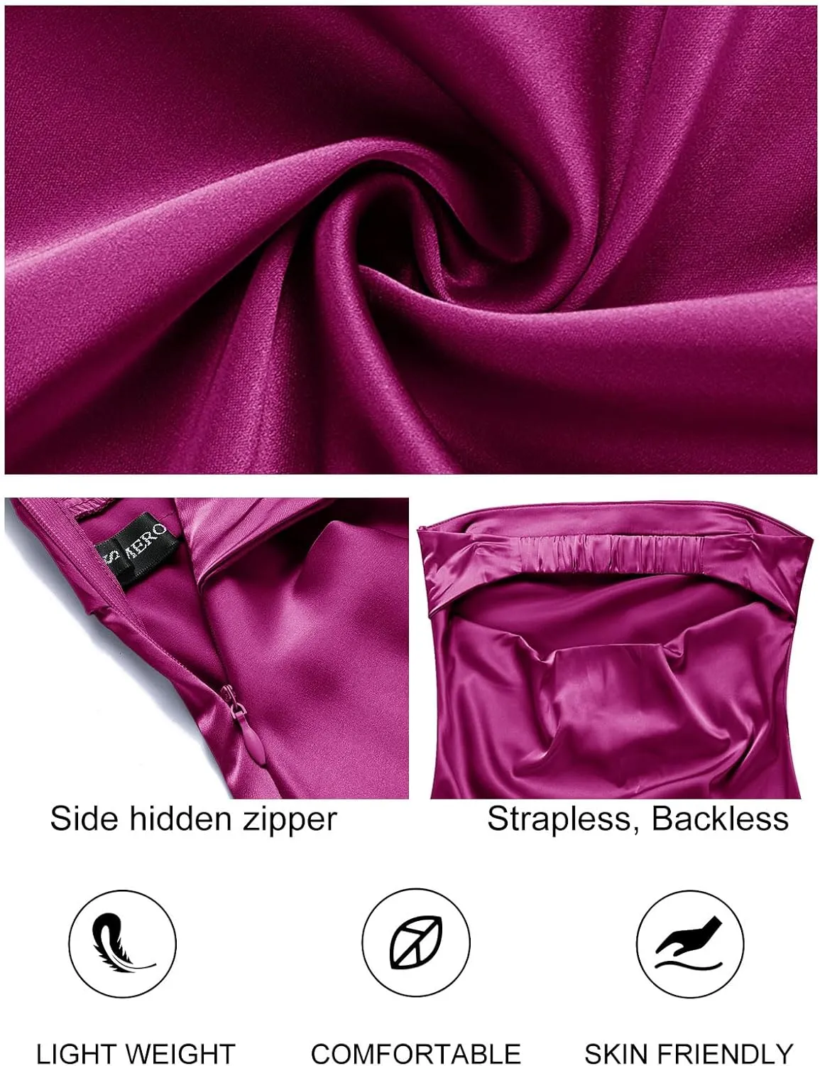 MEROKEETY Women 2025 Summer Strapless Satin Tube Bodycon Backless Wedding Guest Maxi Dress