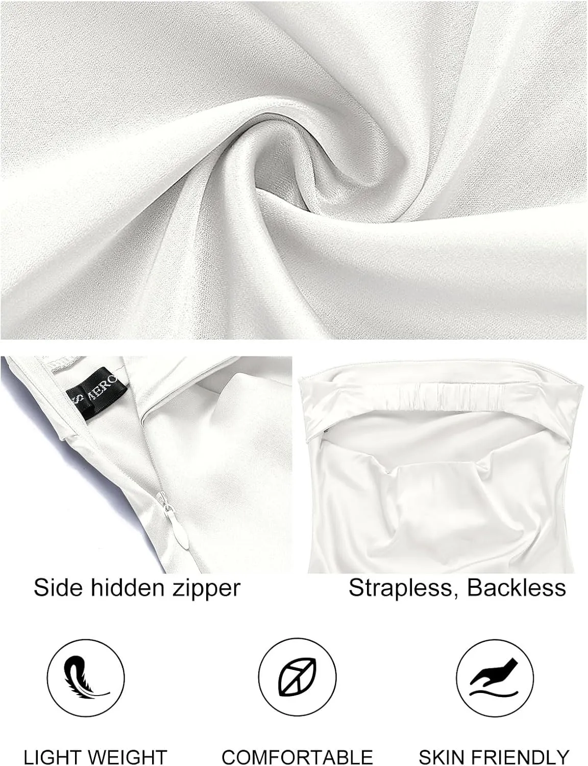 MEROKEETY Women 2025 Summer Strapless Satin Tube Bodycon Backless Wedding Guest Maxi Dress