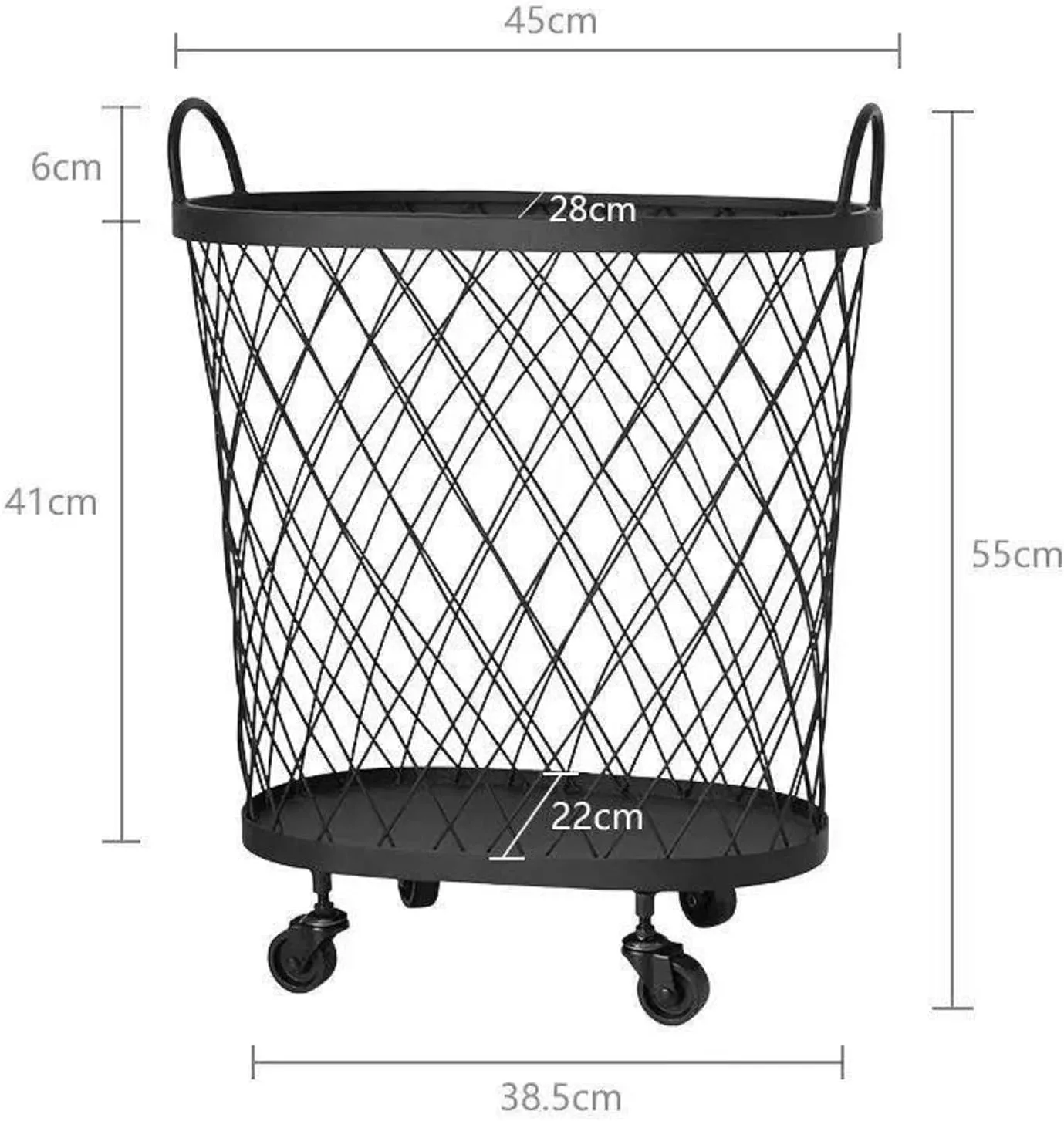 Metal Rolling Laundry Hamper with Wheels - Round Mesh Iron Scandinavian Bathroom Dirty Clothes Basket Toy Storage Frame - 360 Laundry Hamper
