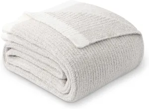 MH MYLUNE HOME Ultra Soft Ribbed Throw Blanket for Couch 50x60 Inches Luxurious Super Cozy Fluffy Microfiber Blanket Plush Warm Reversible Throw Blankets for Sofa Bed - Beige 50 x 60 Inches
