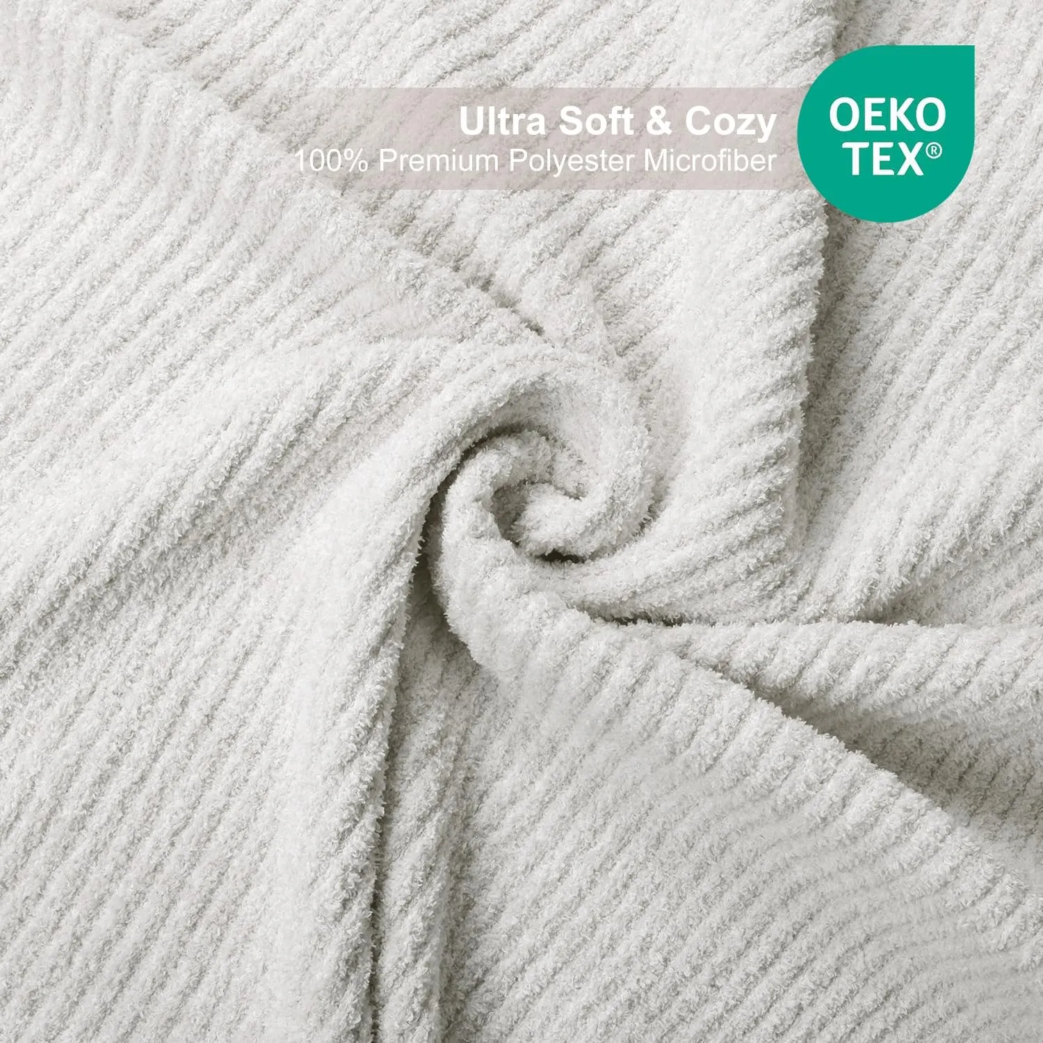 MH MYLUNE HOME Ultra Soft Ribbed Throw Blanket for Couch 50x60 Inches Luxurious Super Cozy Fluffy Microfiber Blanket Plush Warm Reversible Throw Blankets for Sofa Bed - Beige 50 x 60 Inches