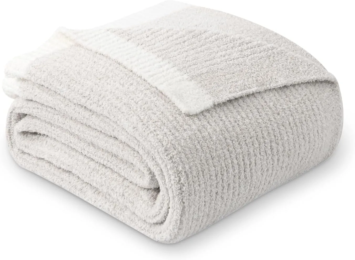 MH MYLUNE HOME Ultra Soft Ribbed Throw Blanket for Couch 50x60 Inches Luxurious Super Cozy Fluffy Microfiber Blanket Plush Warm Reversible Throw Blankets for Sofa Bed - Beige 50 x 60 Inches