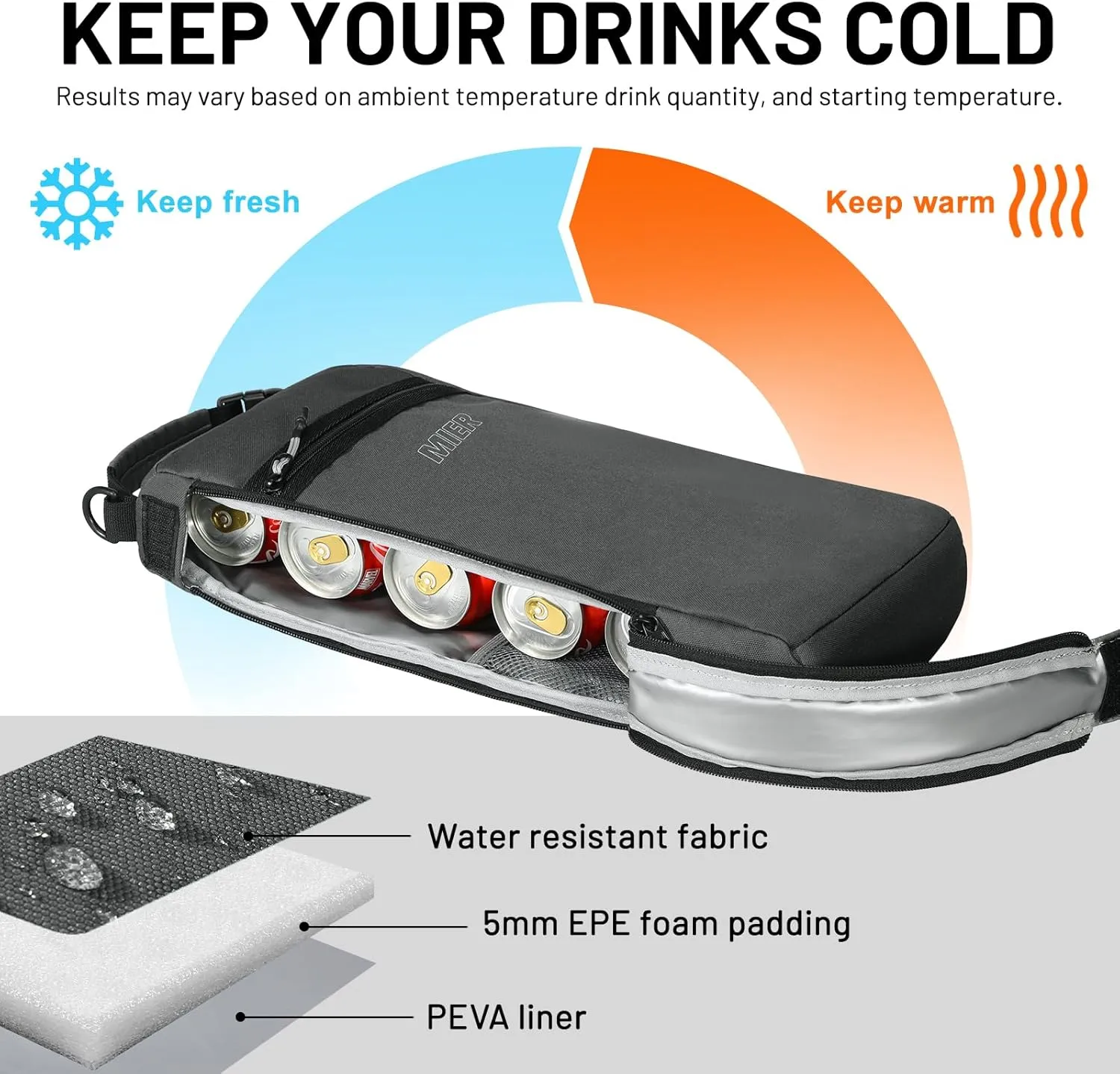 MIER Golf Cooler Bag Insulated Soft Cooler Bag Golf Accessories for Men 9 Cans Portable Beer Cooler Sleeve for Picnic Beach Outdoor Activities