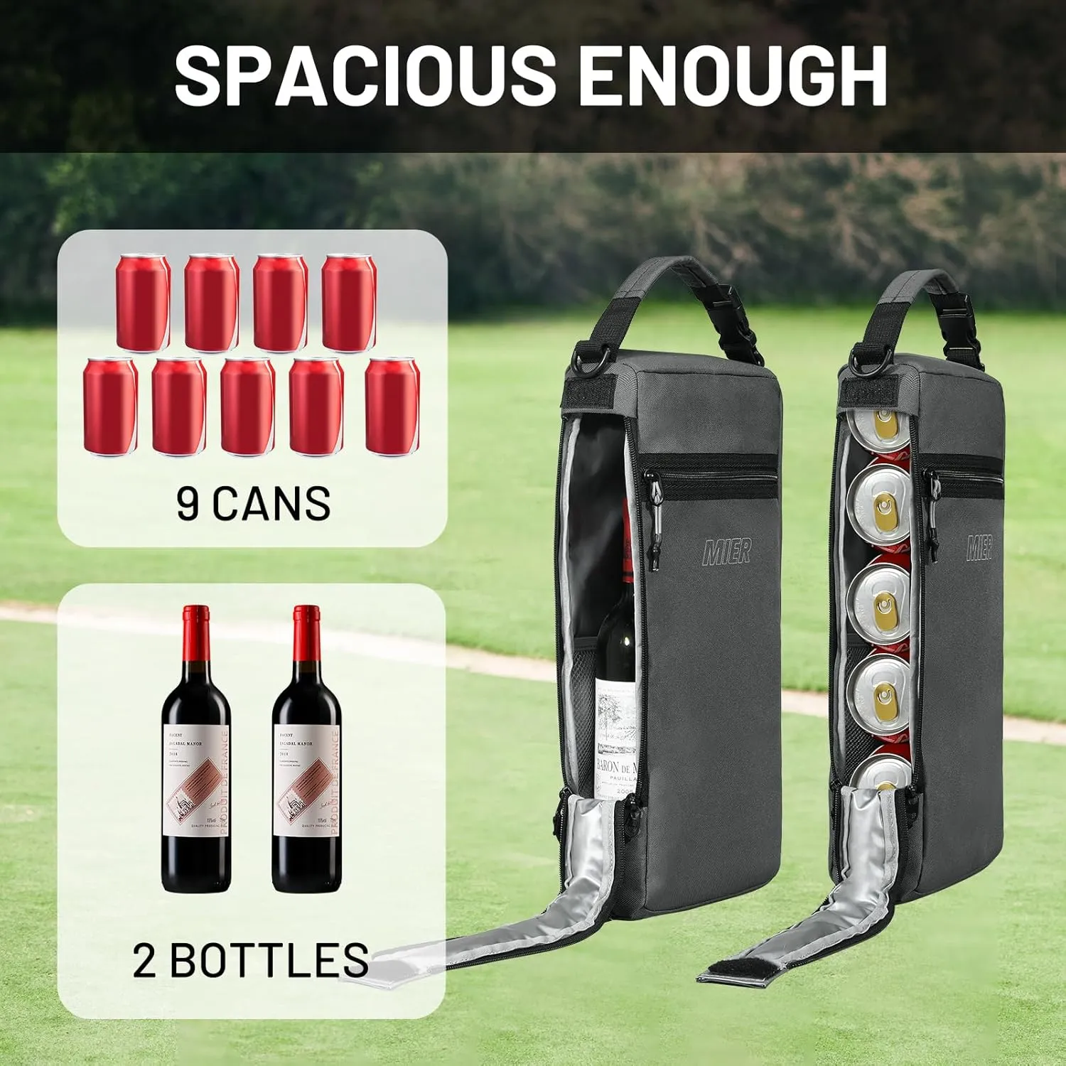 MIER Golf Cooler Bag Insulated Soft Cooler Bag Golf Accessories for Men 9 Cans Portable Beer Cooler Sleeve for Picnic Beach Outdoor Activities