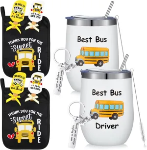 Mifoci 10 Pcs Bus Driver Appreciation Gifts 12 oz Insulated Tumbler Cup Bus Driver Pot Holder with Pocket Heat Resistant Oven Pads Silicone Spatula Keychain