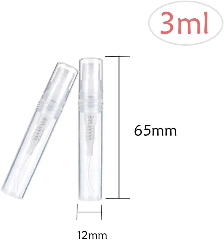 Mini Perfume Bottle 3ml 100pcs, Small Refillable Spray Bottle, Perfume Mouthwash Bottle for Cleaning, Travel, Essential Oils