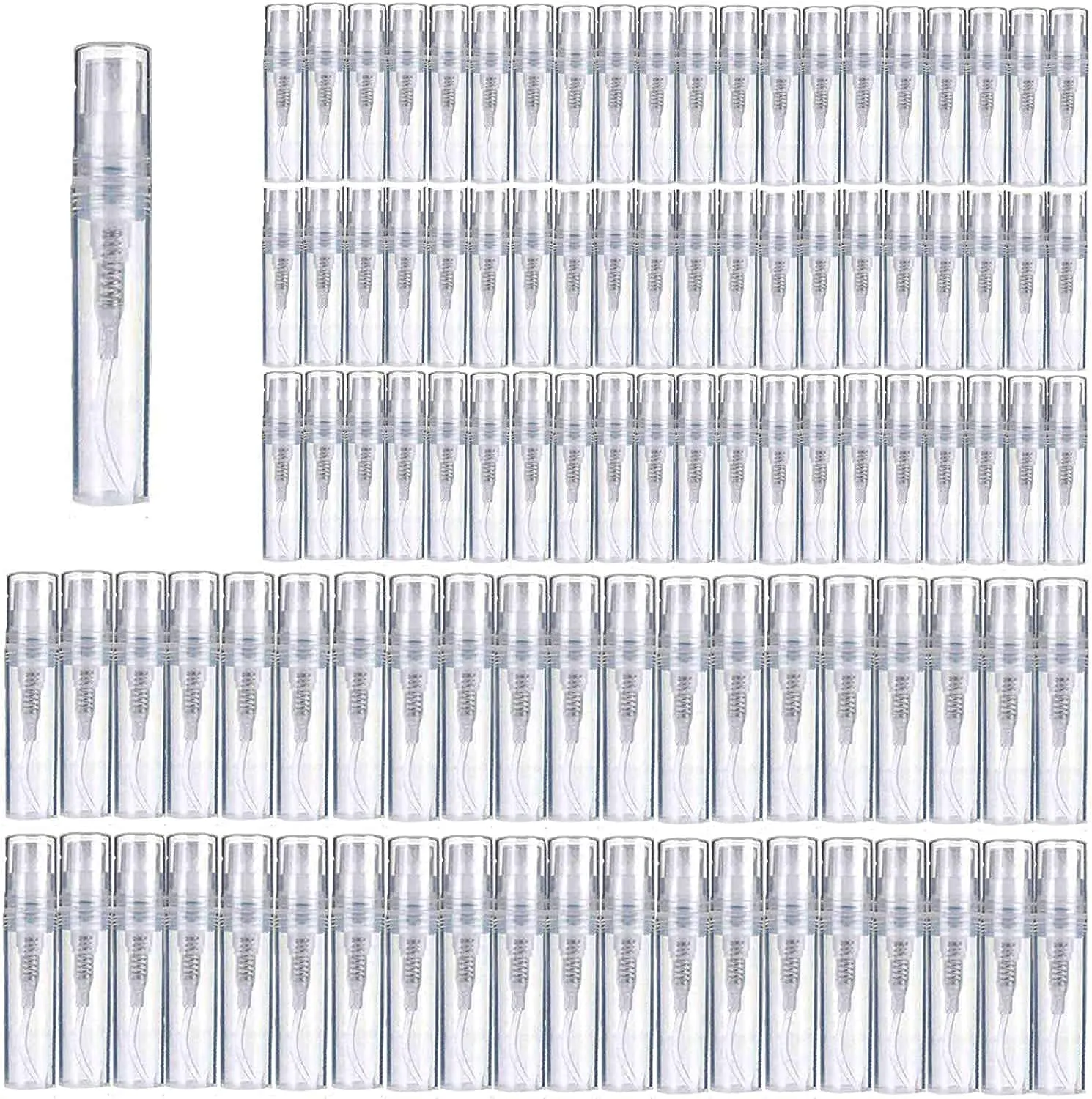 Mini Perfume Bottle 3ml 100pcs, Small Refillable Spray Bottle, Perfume Mouthwash Bottle for Cleaning, Travel, Essential Oils