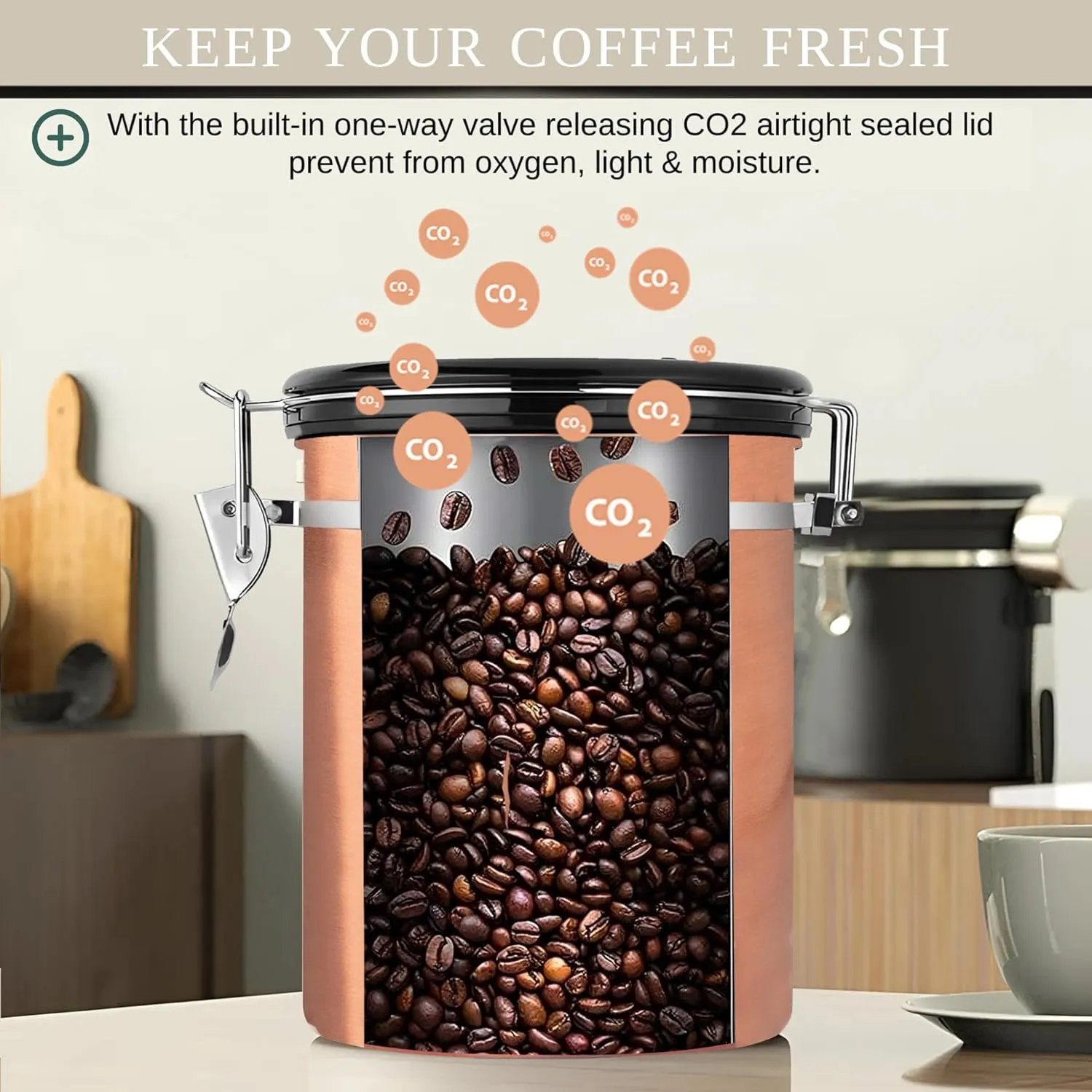 Mixpresso Bronze Stainless Steel Airtight Coffee & Tea Jar - 16 Ounces, Vacuum-Sealed Date Tracker