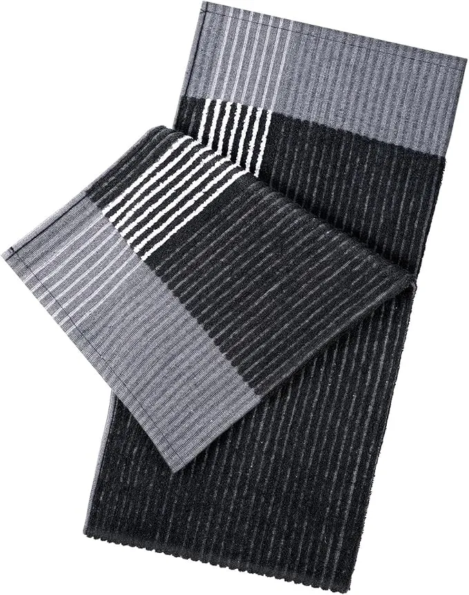 Mixweer 1 Pcs 22" x 42" Large Caddie Style Golf Towel Cotton Caddy Towel Camping Towels for Golfers Tour Players Club (Black with White Stripe)