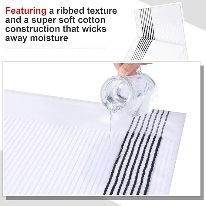 Mixweer 1 Pcs 22" x 42" Large Caddie Style Golf Towel Cotton Caddy Towel Camping Towels for Golfers Tour Players Club (White with Black Stripe)