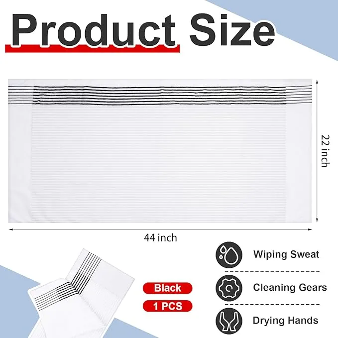 Mixweer 1 Pcs 22" x 42" Large Caddie Style Golf Towel Cotton Caddy Towel Camping Towels for Golfers Tour Players Club (White with Black Stripe)