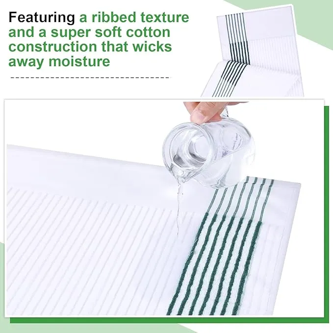 Mixweer 1 Pcs 22" x 42" Large Caddie Style Golf Towel Cotton Caddy Towel Camping Towels for Golfers Tour Players Club (White with Green Stripe)