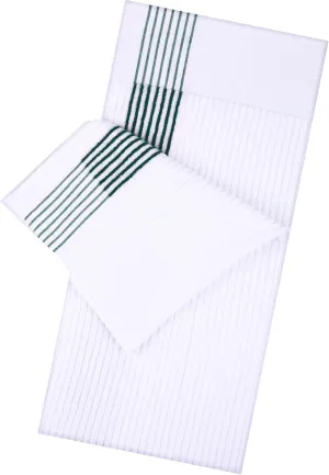 Mixweer 1 Pcs 22" x 42" Large Caddie Style Golf Towel Cotton Caddy Towel Camping Towels for Golfers Tour Players Club (White with Green Stripe)